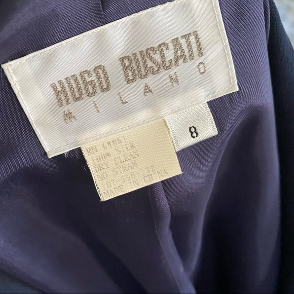 Vintage Hugo Buscato Milano Navy Silk Blazer Jacket 8 - Picture 6 of 9